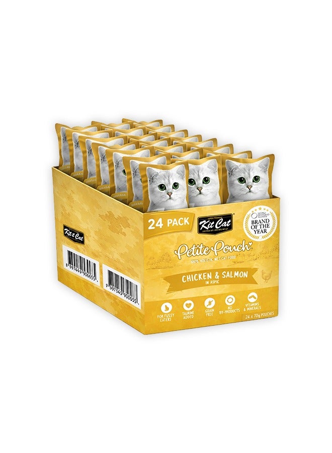 كيت كات طعام القطط الرطب بنكهة الدجاج والسلمون من بيتيت باوتش - 70 غرام (عبوة من 24 كيسًا) - Image 1